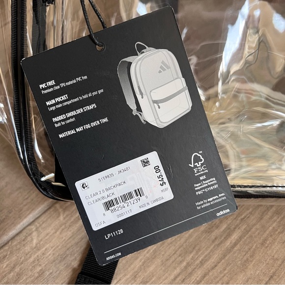 adidas backpack clear Mini This adidas Clear Backpack is perfect for when sporting events or concerts require clear bags adidas Clear Backpack